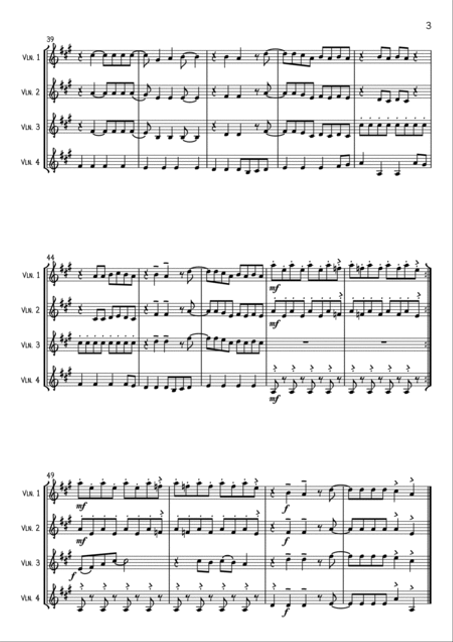 Mamma Mia Mamma Mia String Quartet scores gallery preview page 3