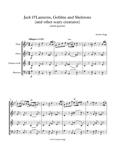 Jack O'Lanterns, Goblins and Skeletons (and other scary creatures) (wind quartet) image number null