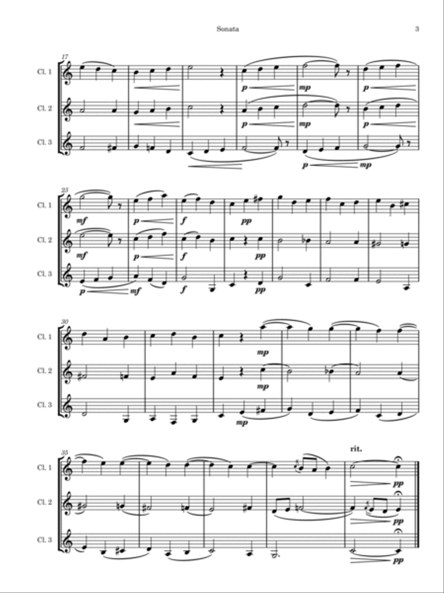 Sor Study #1 arranged for clarinet trio Clarinet Trio scores gallery preview page 3
