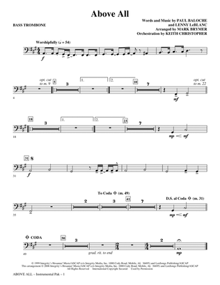 Above All (arr. Mark Brymer) - Bass Trombone