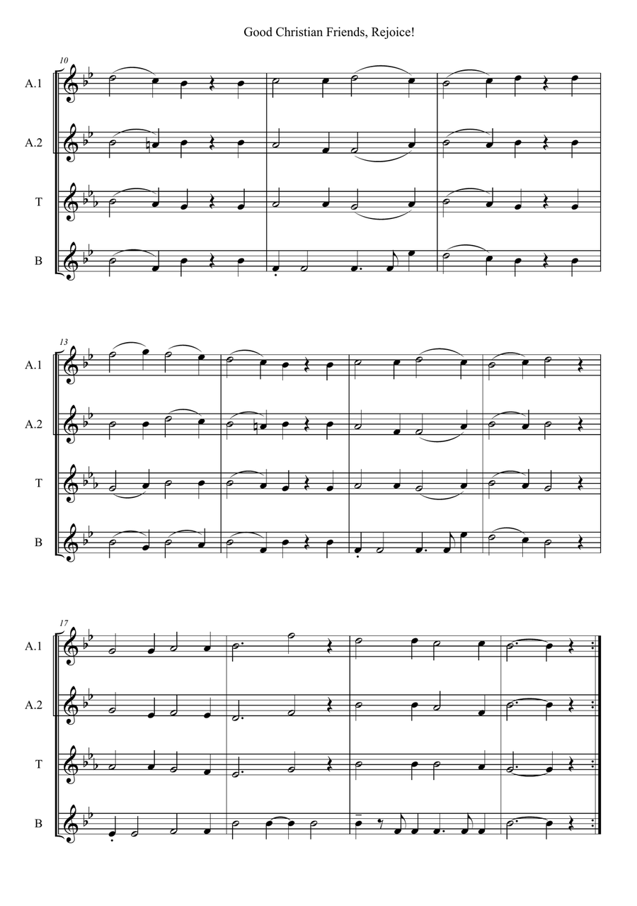 Good Christian Friends, Rejoice! Woodwind Quartet scores gallery preview page 2