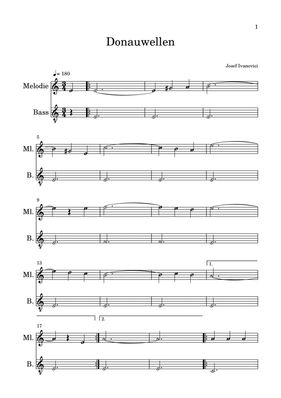Danube Waves Glockenspiel scores gallery preview page 1