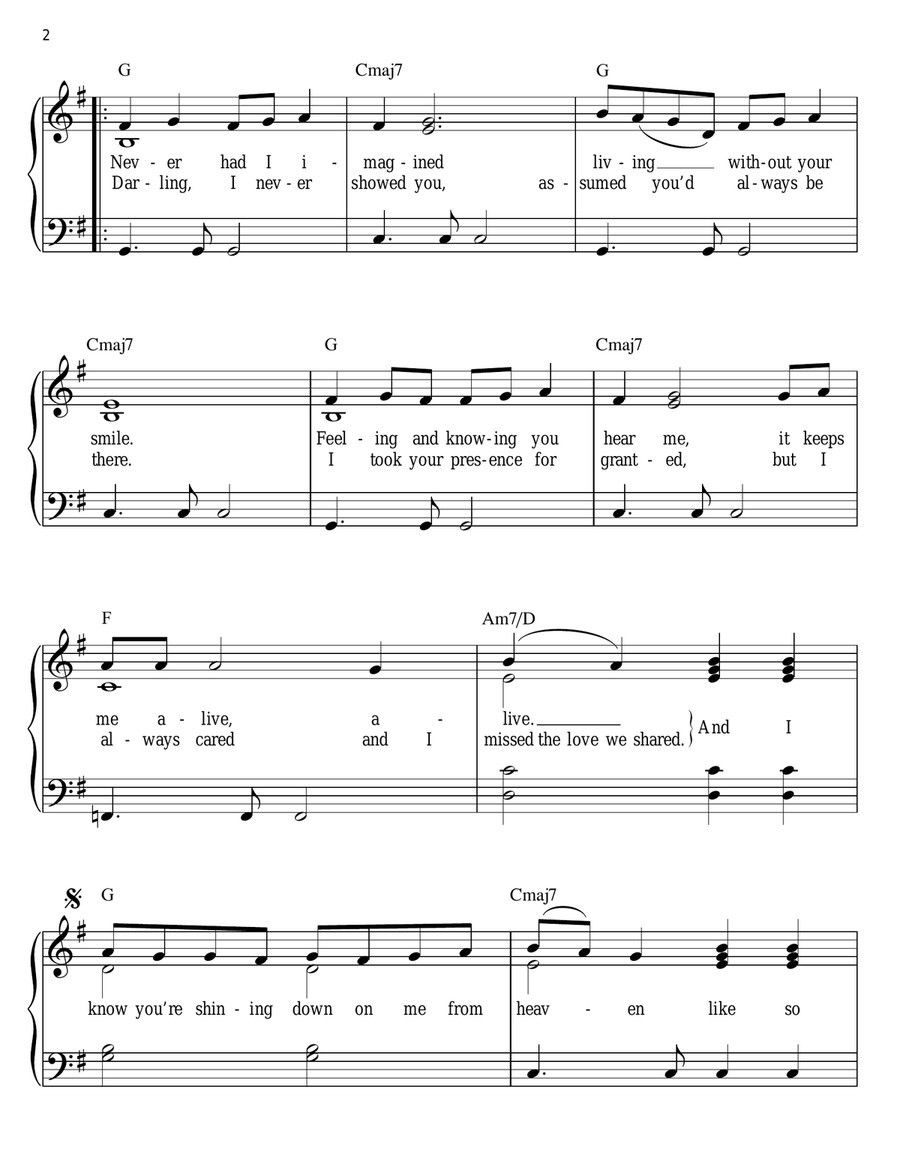 One Sweet Day Easy Piano scores gallery preview page 2