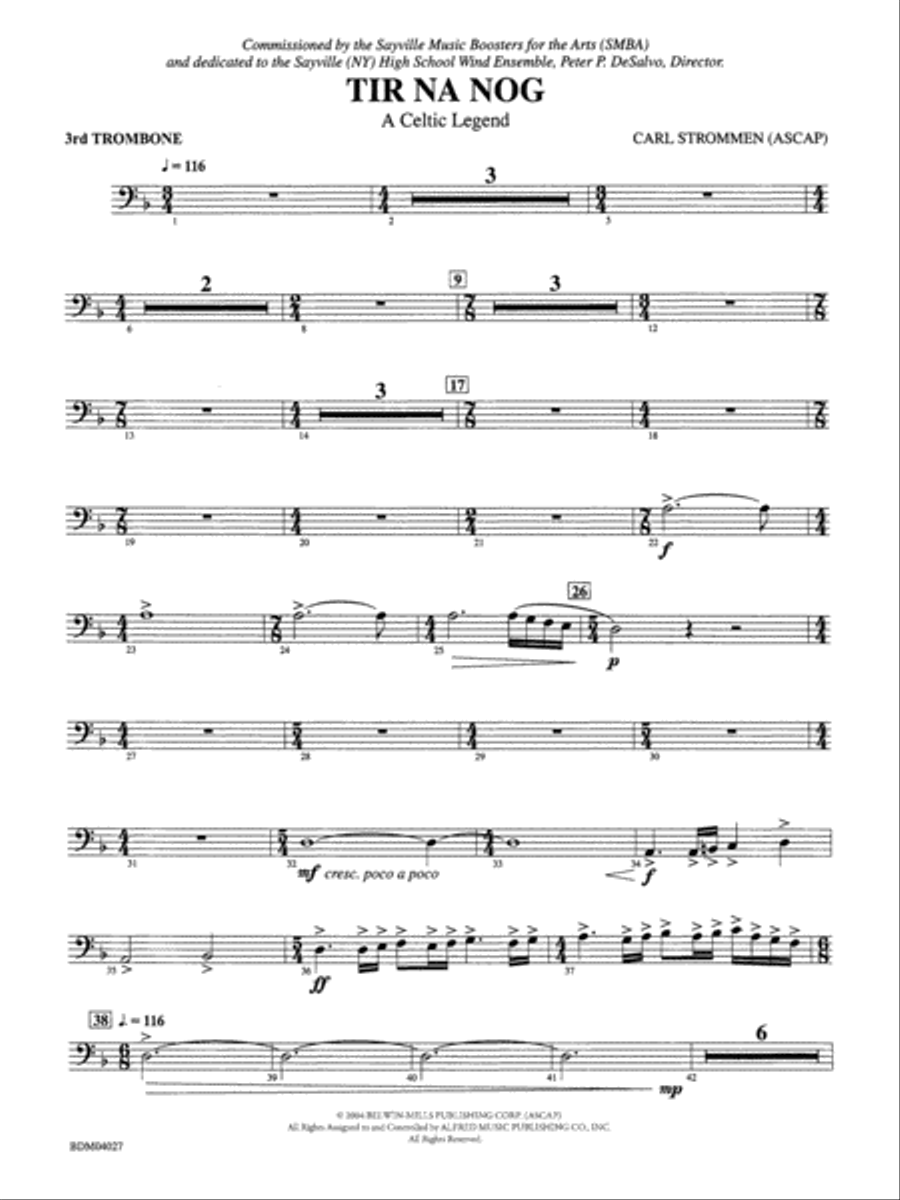 Tir Na Nog (A Celtic Legend): 3rd Trombone Concert Band scores gallery preview page 1