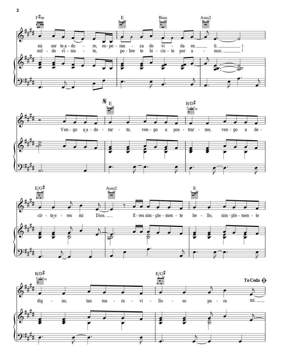 Here I Am To Worship (Light Of The World) [Spanish version] Guitar scores gallery preview page 2