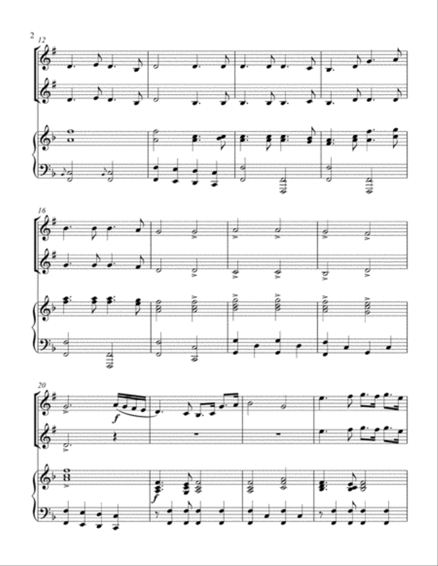 Battle Hymn of the Republic (treble Bb instrument duet) Piano scores gallery preview page 3