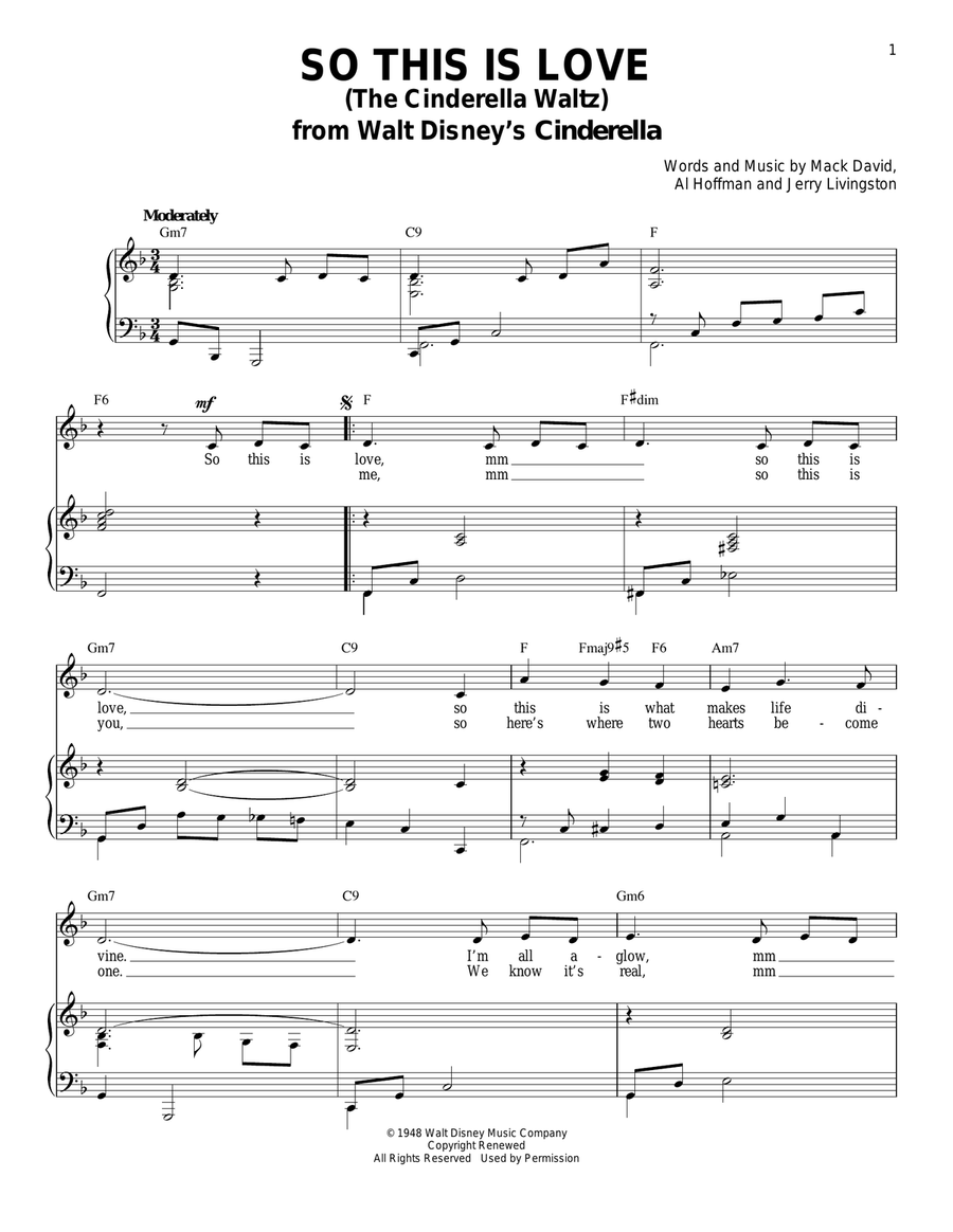 So This Is Love (from Cinderella) Piano, Vocal scores gallery preview page 1