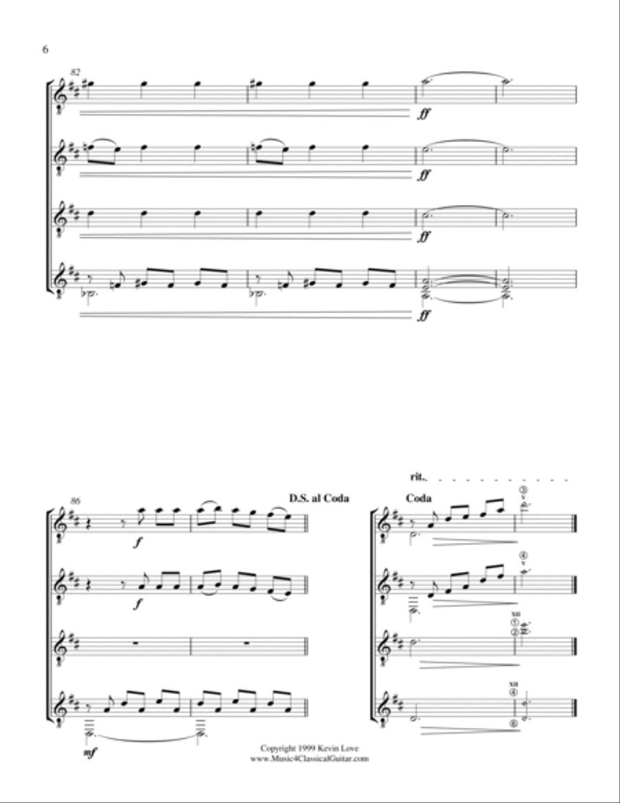 Summer Rain (Guitar Quartet) - Score and Parts Guitar Ensemble scores gallery preview page 6
