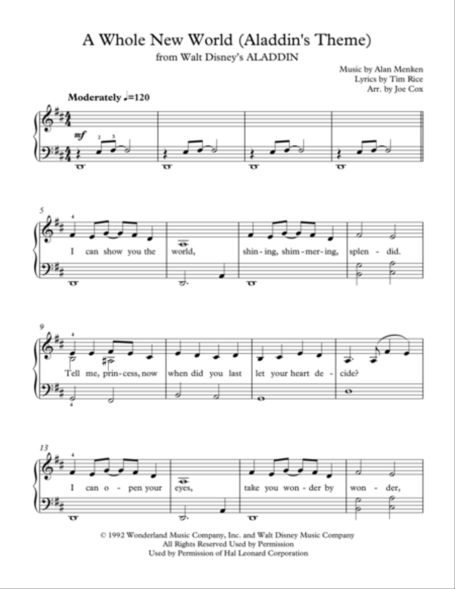 A Whole New World (from 'Aladdin') Voice scores gallery preview page 1