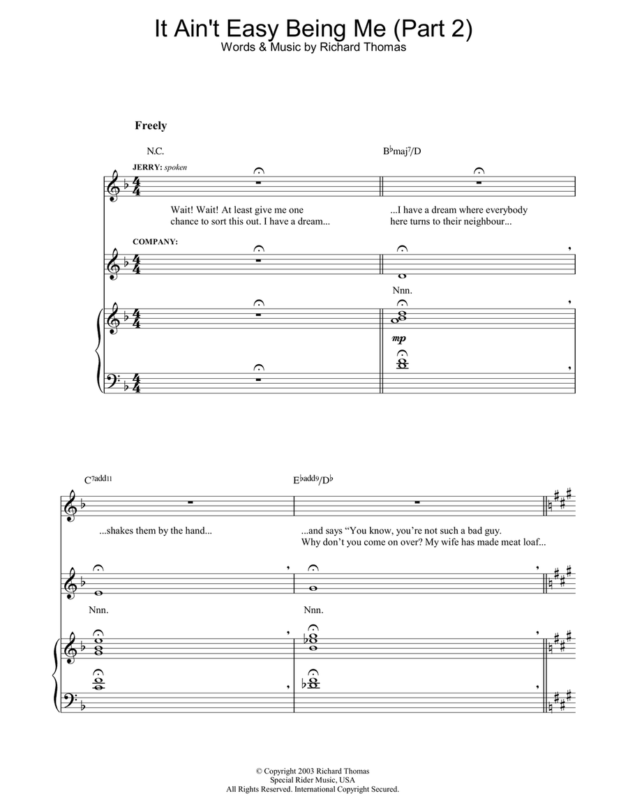 It Ain't Easy Being Me (Part 2) (from Jerry Springer The Opera) Piano, Vocal, Guitar scores gallery preview page 1