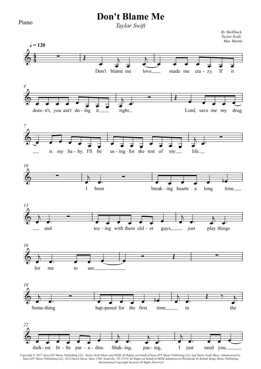 Don't Blame Me Don't Blame Me Piano Solo scores gallery preview page 1