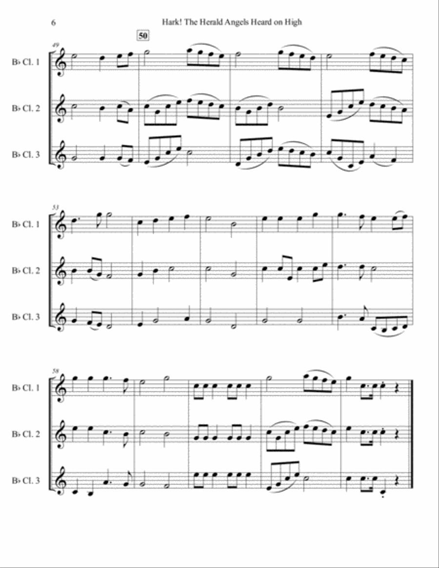 Hark! The Herald Angels Heard on High for Clarinet Trio Clarinet Trio scores gallery preview page 6