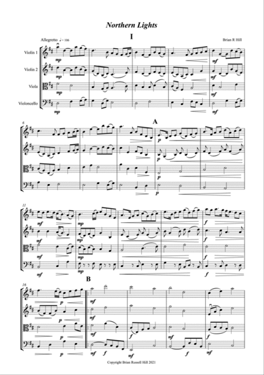 Northern Lights String Quartet scores gallery preview page 3