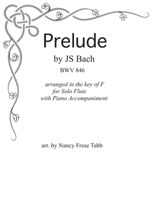 Book cover for Bach Prelude BWV 846 arranged for Solo Flute with Piano Accompaniment