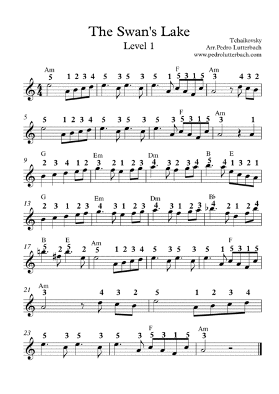 The Swan's Lake The Swan's Lake Easy Piano scores gallery preview page 1