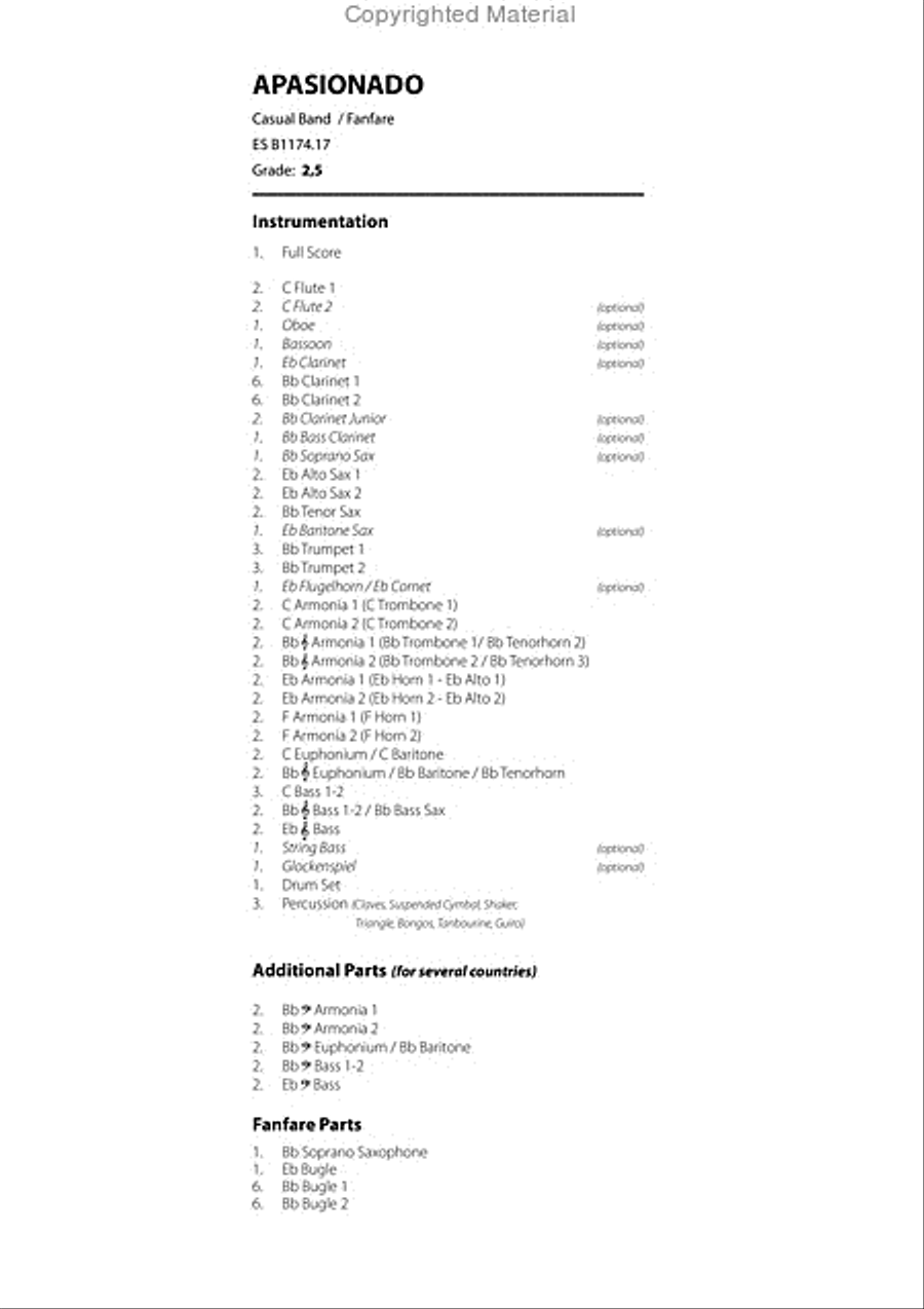 Apasionado Concert Band scores gallery preview page 2