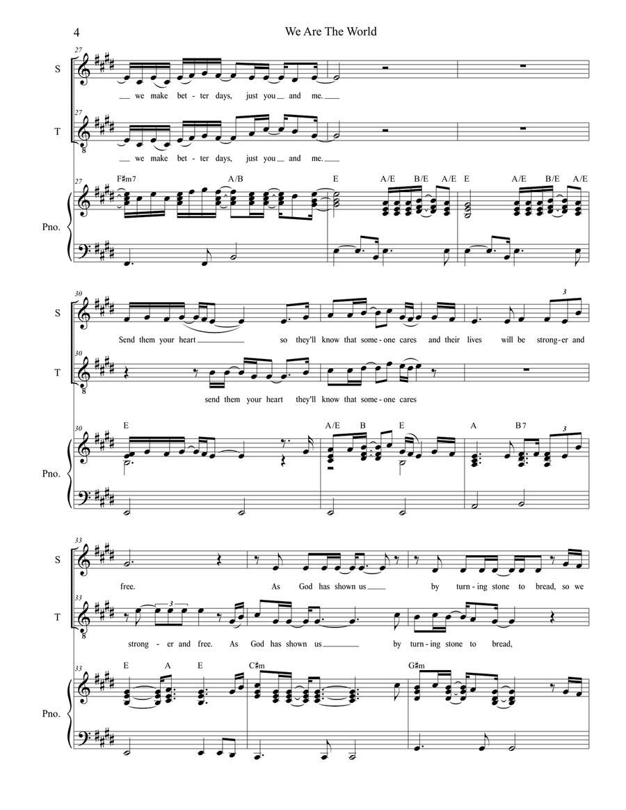We Are The World We Are The World Tenor Voice scores gallery preview page 4