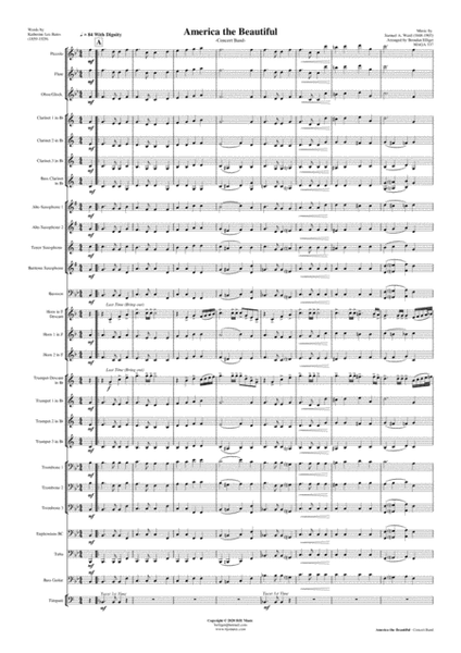 America the Beautiful - Concert Band (with Optional Strings) Score and Parts PDF image number null