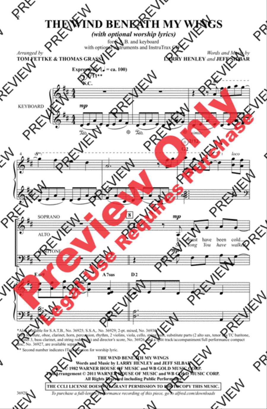 The Wind Beneath My Wings 3-Part scores gallery preview page 2