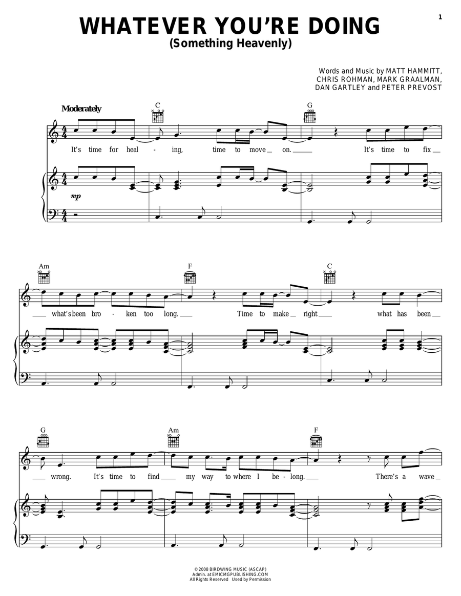 Whatever You're Doing (Something Heavenly) Piano, Vocal, Guitar scores gallery preview page 1