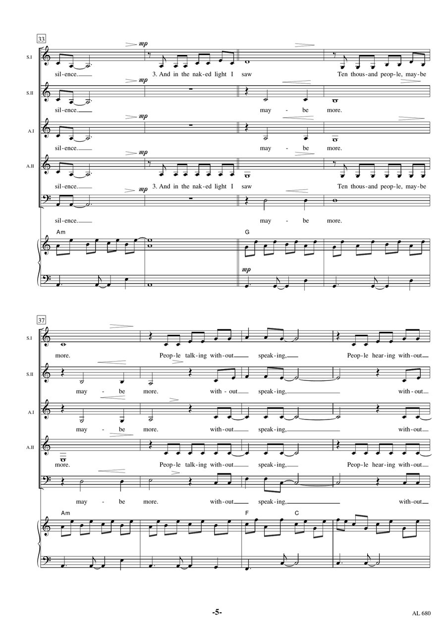 The Sound Of Silence Choir scores gallery preview page 5