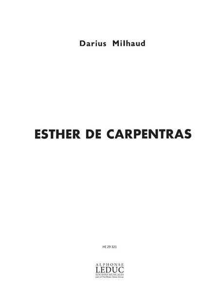 Milhaud Darius Esther De Carpentras Voice & Piano Book English