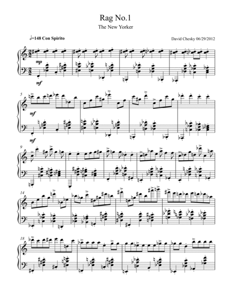 The New York Rags for Solo Piano