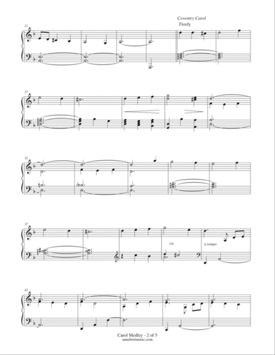 Carol Medley (Coventry Carol & Wexford Carol) - piano solo Piano Solo scores gallery preview page 2