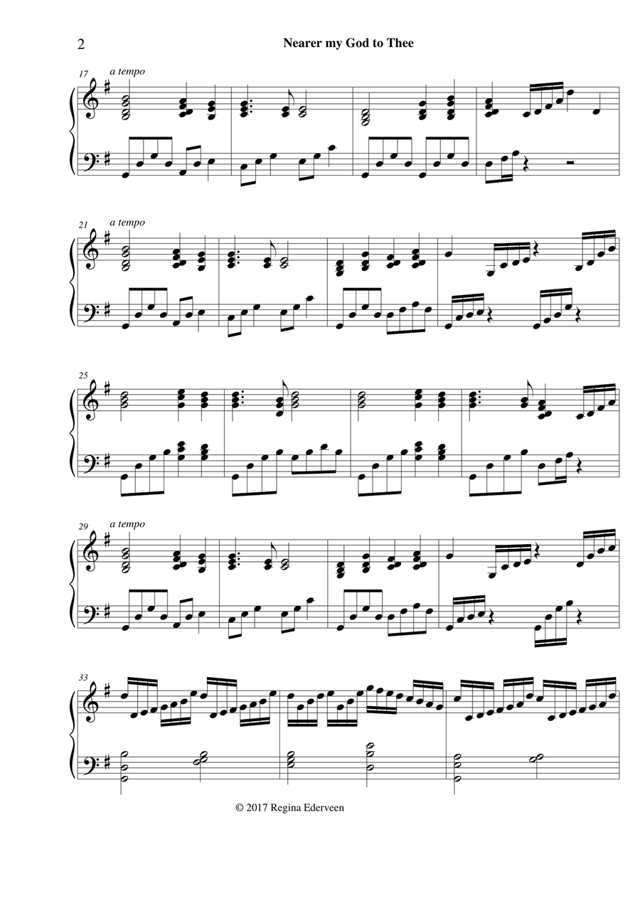 Nearer my God to Thee - lever harp solo Celtic Harp scores gallery preview page 2