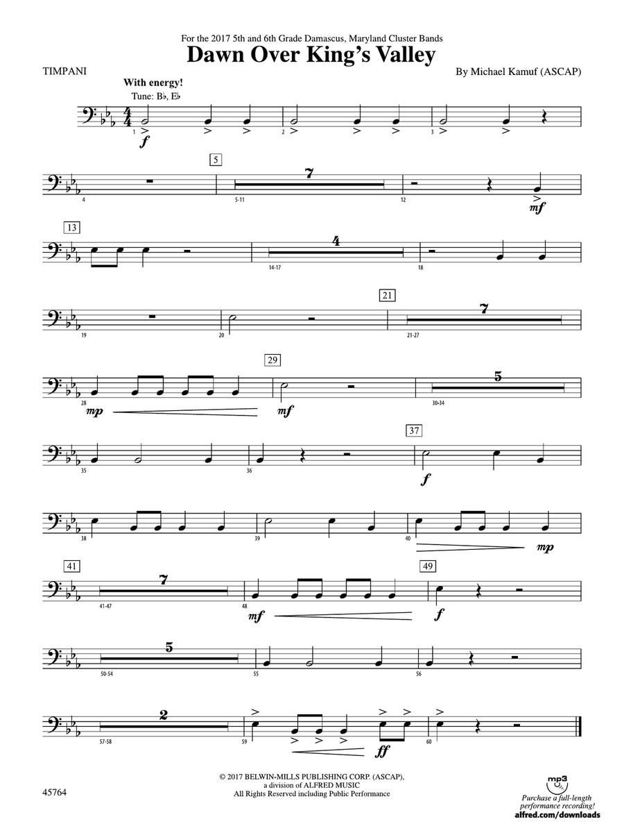Dawn Over King's Valley: Timpani