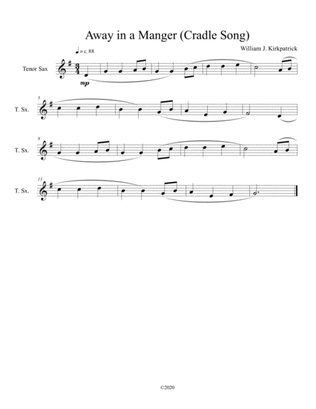 Away in a Manger (Cradle Song) for solo tenor sax