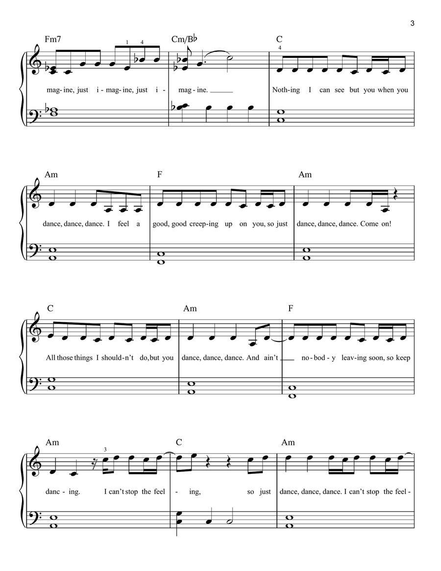 Can't Stop The Feeling Easy Piano scores gallery preview page 3