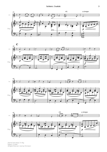Sebben, Crudele - Violin and Piano (Full Score) image number null