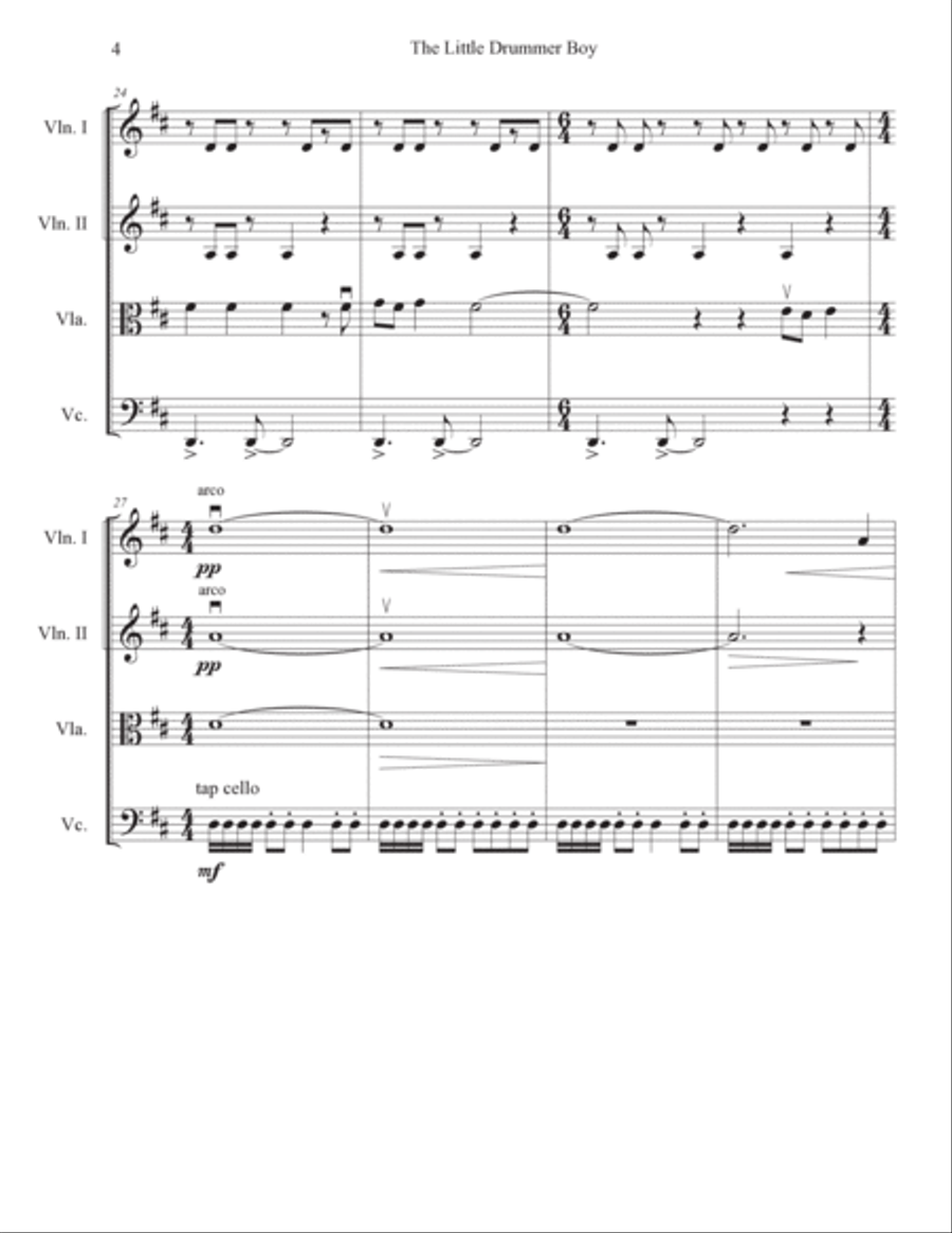 The Little Drummer Boy String Quartet scores gallery preview page 4