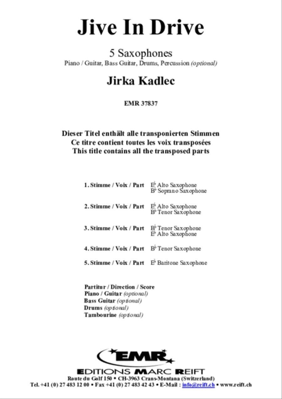 Jive In Drive Saxophone Quintet scores gallery preview page 2