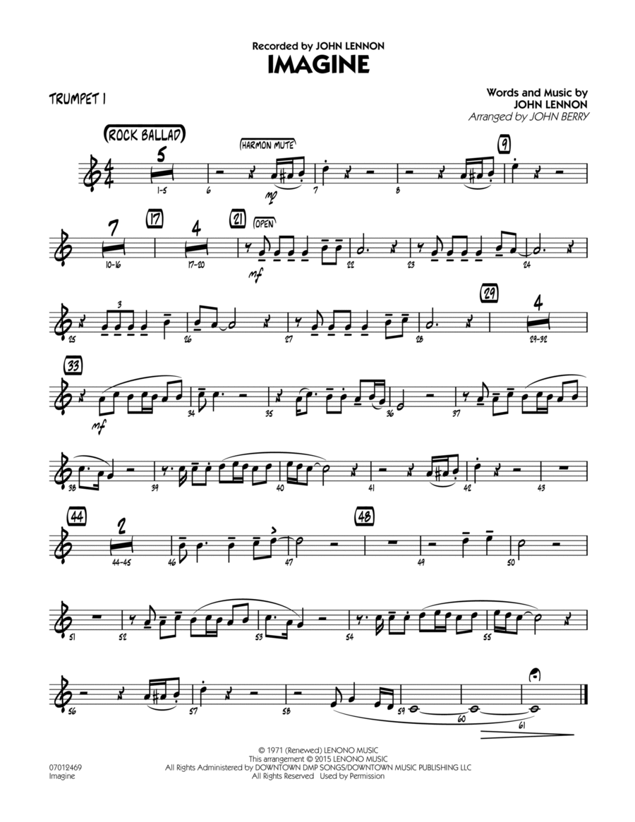 Imagine - Trumpet 1 Jazz Ensemble scores gallery preview page 1