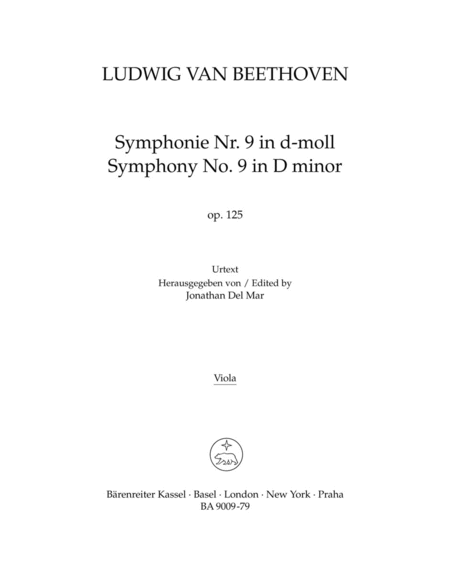 Symphony, No. 9 d minor, Op. 125 by Ludwig van Beethoven Viola - Sheet Music