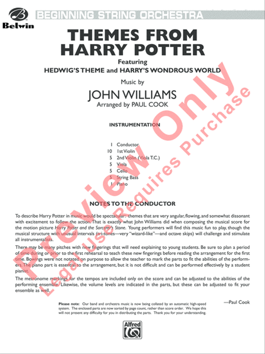 Themes from Harry Potter String Orchestra scores gallery preview page 2
