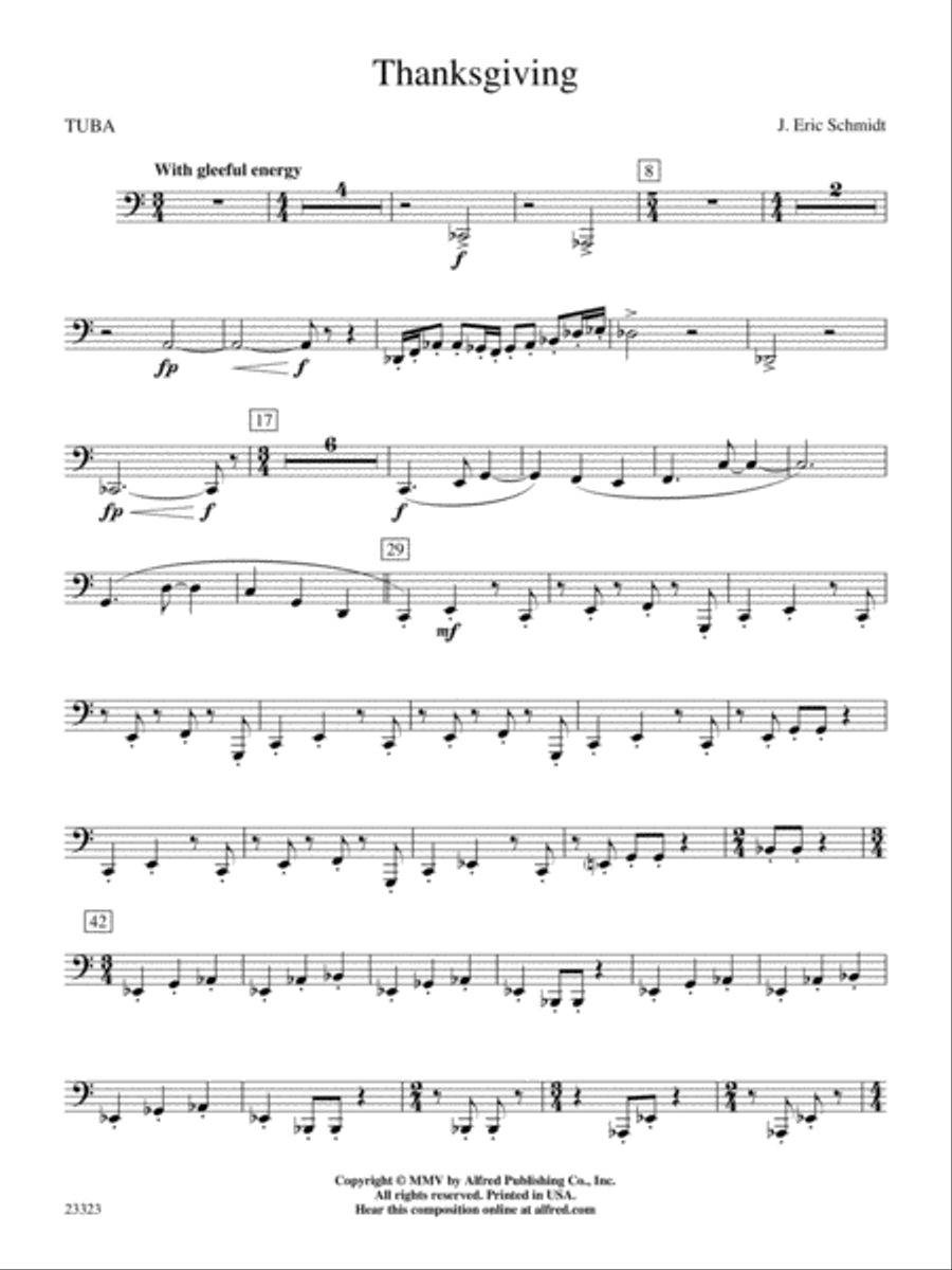 Thanksgiving: Tuba Concert Band scores gallery preview page 1