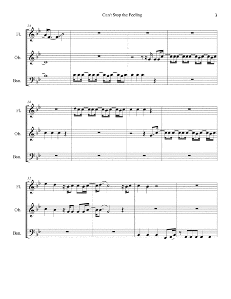 Can't Stop The Feeling from TROLLS Woodwind Trio scores gallery preview page 5