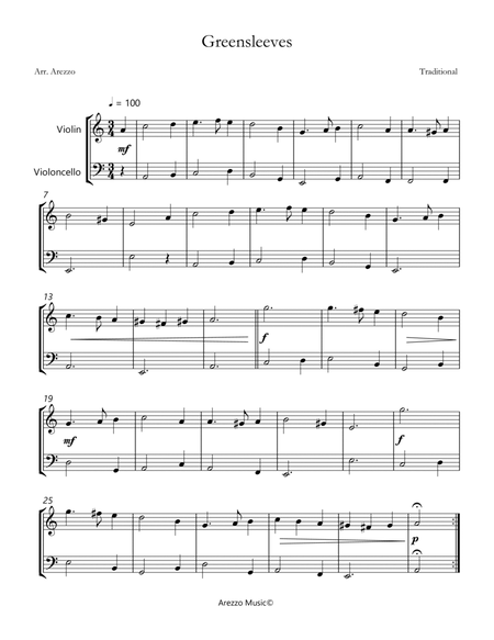 Greensleeves - Violin and Cello Sheet Music image number null