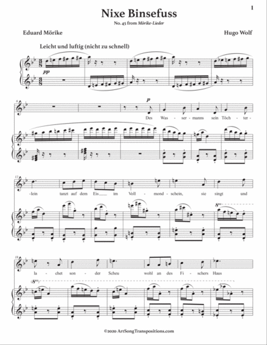 WOLF: Nixe Binsefuss (transposed to G minor) Voice scores gallery preview page 2