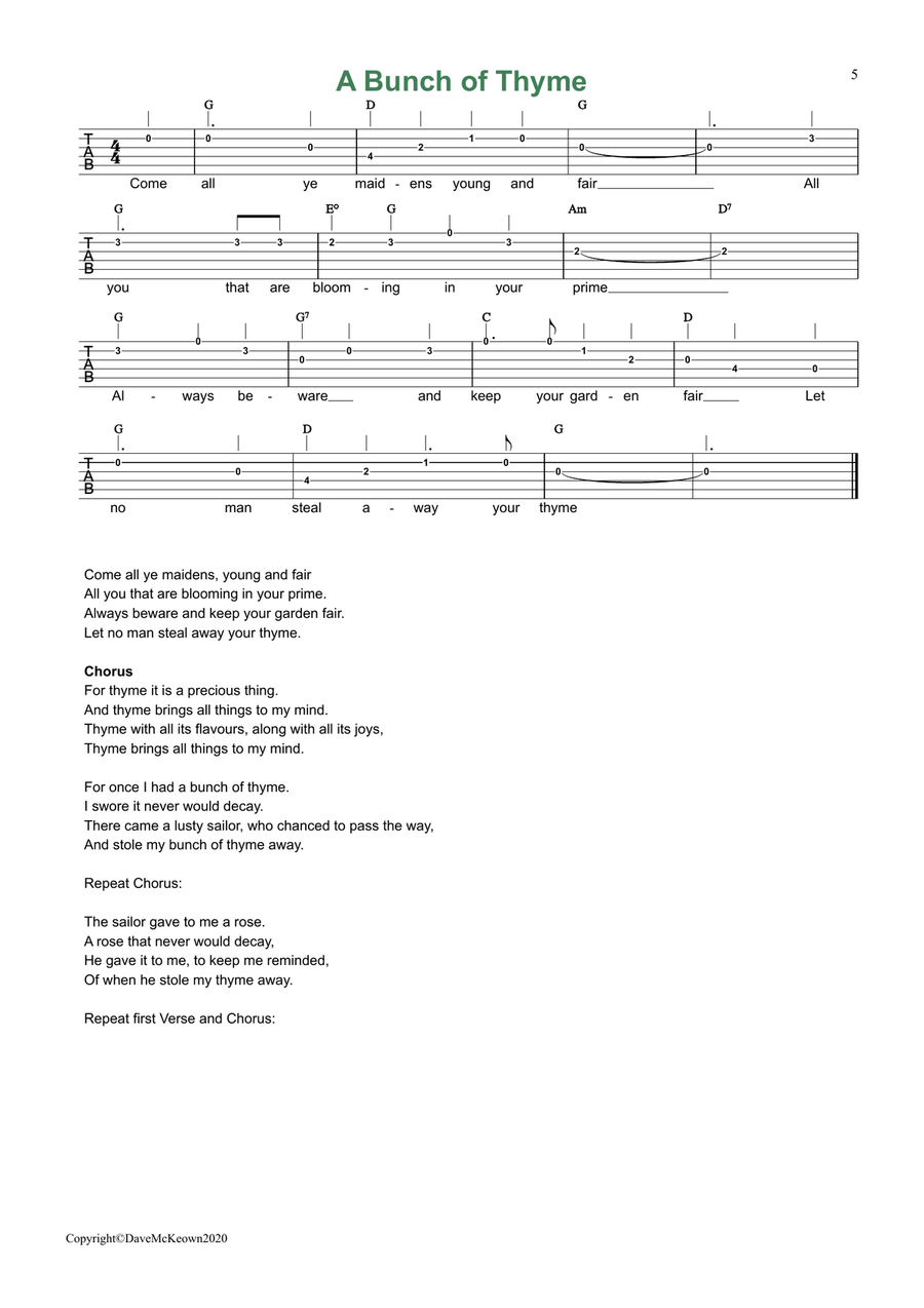 24 Favourite Songs of Ireland, for Guitar Tab EADGBE Acoustic Guitar scores gallery preview page 5