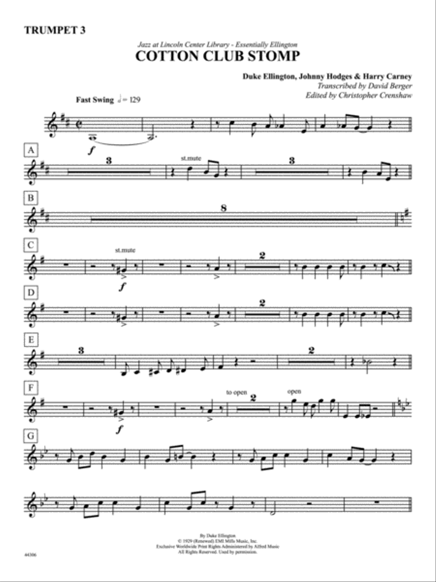 Cotton Club Stomp: 3rd B-flat Trumpet