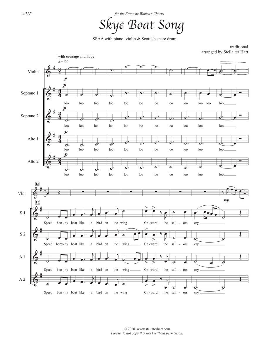 Skye Boat Song SSAA scores gallery preview page 2