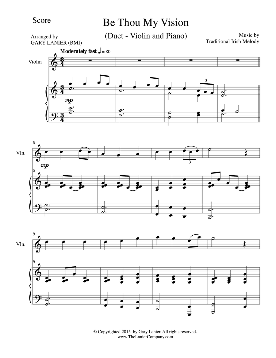 BE THOU MY VISION (Duet – Violin and Piano/Score and Parts) Violin scores gallery preview page 1