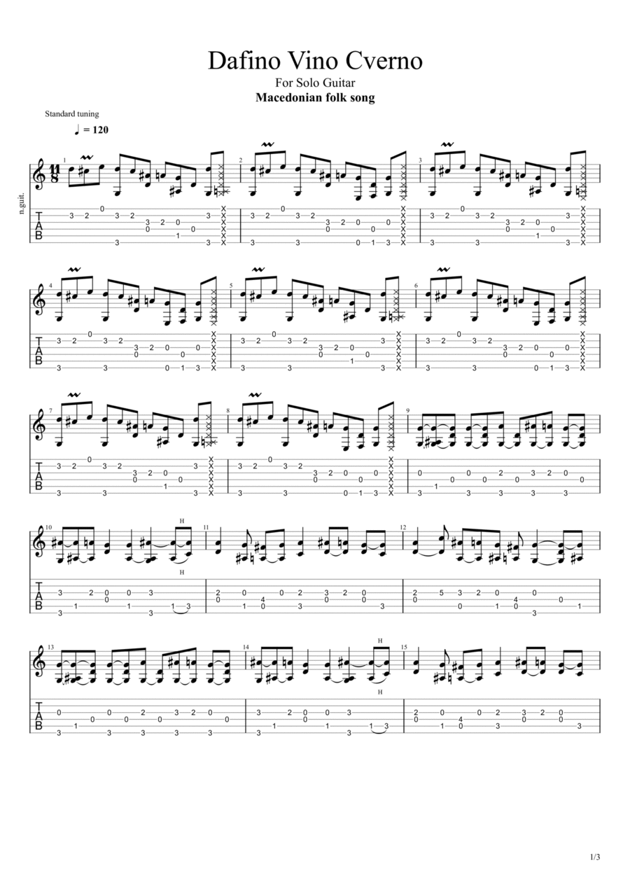 Dafino Vino Cverno Dafino Vino Cverno Acoustic Guitar scores gallery preview page 1