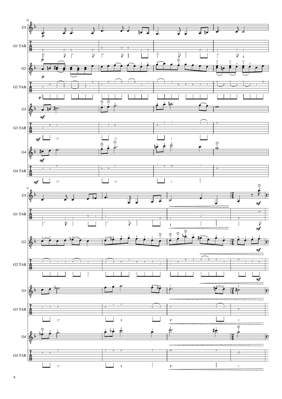 Walking In The Air Guitar Tablature scores gallery preview page 4