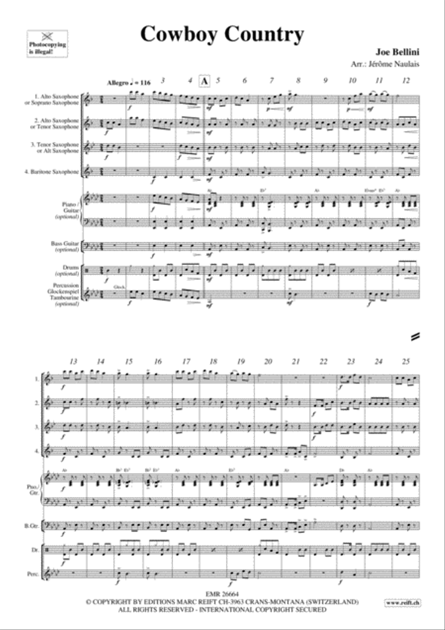 Cowboy Country Saxophone Ensemble scores gallery preview page 3