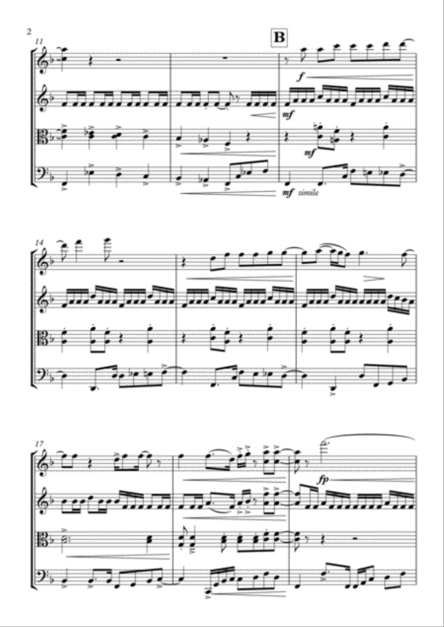 Signed, Sealed, Delivered I'm Yours String Quartet scores gallery preview page 2